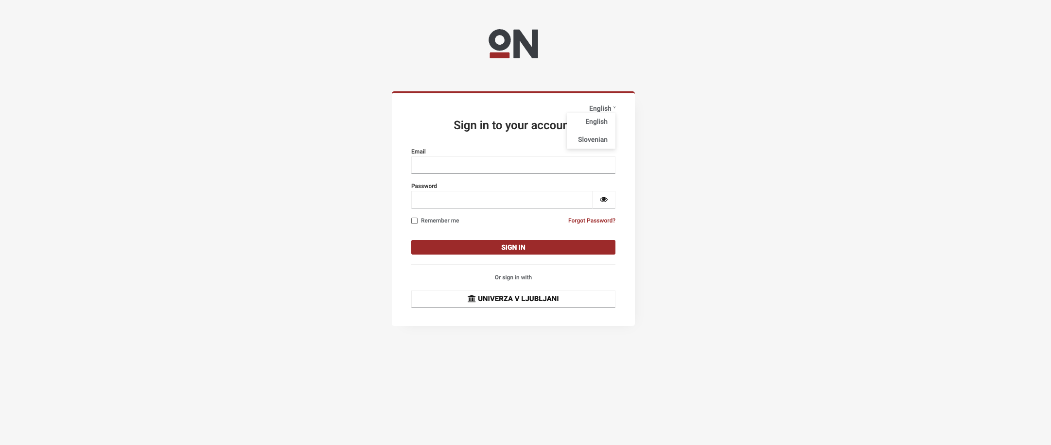 Login page